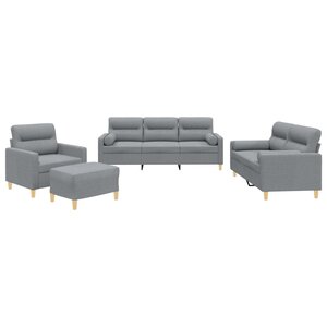 vidaXL Ensemble de canapés 4 Pièces coussins gris clair tissu