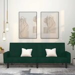 vidaXL Canapé-lit à 2 places vert foncé velours