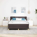 vidaXL Lit à Ressorts avec Matelas Crème 90x200 cm Tissu Marron foncé