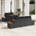 vidaXL Ensemble de canapé de jardin 6 Pièces Noir Poly rotin