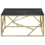 vidaXL Table basse doré acier inoxydable et verre trempé
