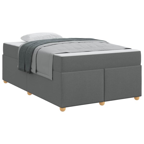 vidaXL Cadre de lit avec matelas Gris foncé 120 x 190 cm tissu