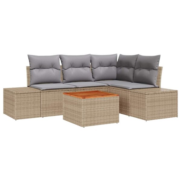 vidaXL Ensemble de canapé de jardin 5 Pièces beige et gris clair
