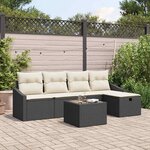 vidaXL Ensemble de canapé de jardin avec coussin 6 Pièces Noir Poly rotin