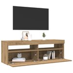 vidaXL Meuble TV avec lumières LED chêne artisanal bois d'ingénierie