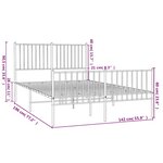 vidaXL Cadre de lit métal sans matelas et pied de lit blanc 135x190 cm