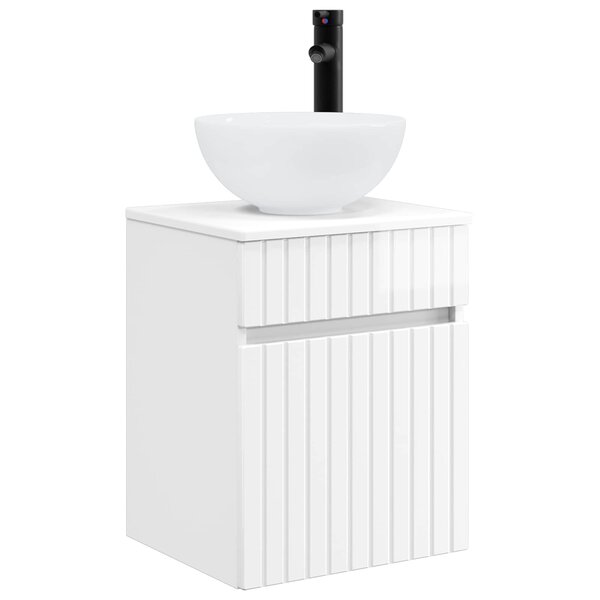 vidaXL Meuble de lavabo mural Blanc brillant 39 x 41 x 64 5 cm