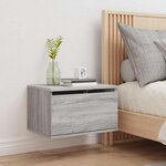 vidaXL Table de chevet murale avec lumières LED sonoma gris