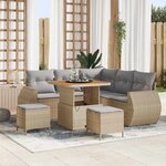 vidaXL Ensemble de canapé de jardin 8 Pièces Beige polyrotin
