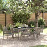vidaXL Ensemble de salle à manger pour jardin 7 Pièces Gris Poly rotin