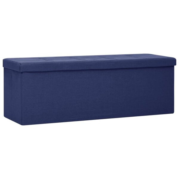 Banc banquette de rangement pliable lin synthétique bleu 02_0010742