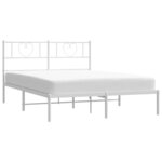 vidaXL Cadre de lit métal sans matelas et tête de lit blanc 140x190 cm