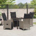 vidaXL Ensemble de salle à manger pour jardin 5 Pièces Gris Poly rotin