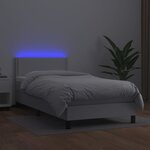 vidaXL Sommier à lattes de lit avec matelas et LED Blanc 90x200cm