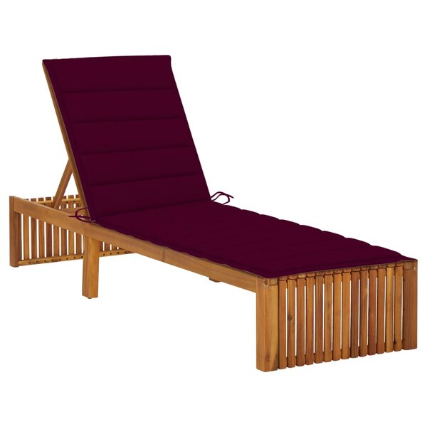 vidaXL Chaise longue avec coussin Bois d'acacia solide