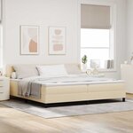 vidaXL Lit à ressorts avec tête de lit Crème 200 x 200 cm tissu