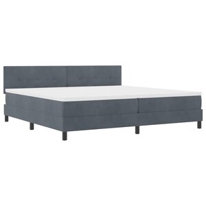 vidaXL Lit à ressorts avec tête de lit Gris foncé 200 x 200 cm Velours