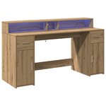 vidaXL Bureau avec lumières LED chêne artisanal bois d'ingénierie