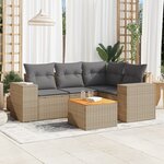 vidaXL Salon de jardin avec coussins 5 Pièces beige résine tressée