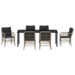 vidaXL Ensemble de salle à manger de jardin 7 pièces avec coussins gris clair poly rattan