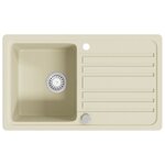 vidaXL Évier de cuisine Granit Seul lavabo Beige