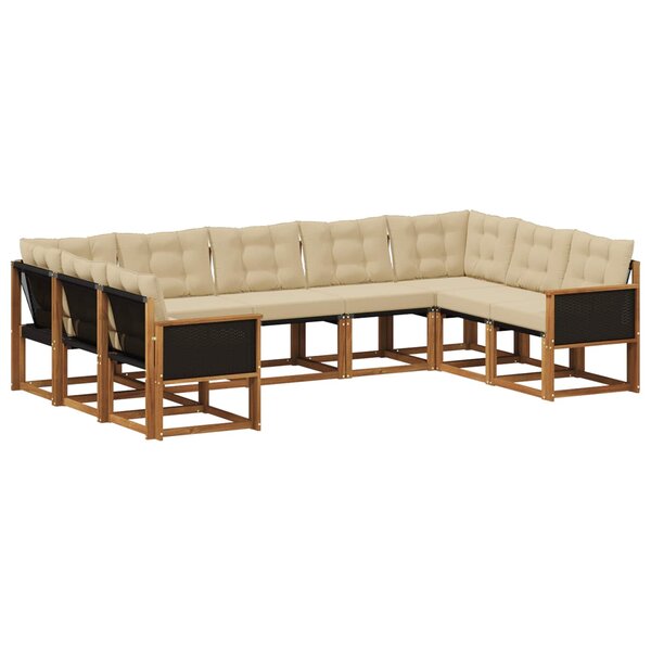 vidaXL Ensemble de canapés d'extérieur 9 Pièces Naturel et Beige