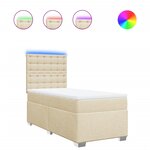 vidaXL Sommier à lattes de lit avec matelas Crème 100x200 cm Tissu