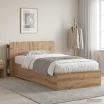 vidaXL Cadre de lit avec rangement Chêne artisanal 90 x 190 cm