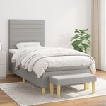 vidaXL Sommier à lattes de lit avec matelas Gris clair 100x200cm Tissu