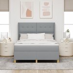 Lit avec sommier à ressorts et matelas vidaXL avec éclairage LED Gris clair 140x190 cm Tissu