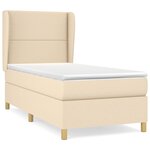 vidaXL Sommier à lattes de lit avec matelas Crème 100x200 cm Tissu