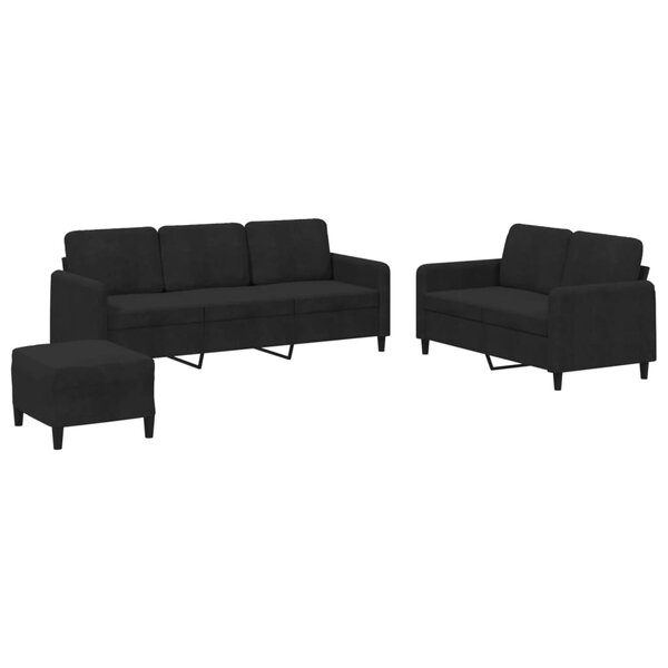 vidaXL Ensemble de canapés 3 Pièces noir velours