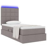 vidaXL Lit de rangement LED avec matelas Taupe 90 x 200 cm Tissu