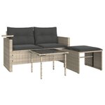 vidaXL Salon de jardin avec coussins 3 Pièces gris clair résine tressée
