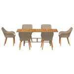 vidaXL Ensemble de salle à manger pour jardin 7 Pièces Beige polyrotin