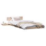 vidaXL Cadre de Lit au Sol avec Tables de Chevet 100x200cm Bois Massif