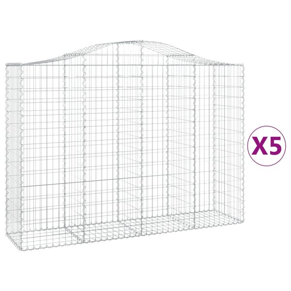 vidaXL Paniers à gabions arqués 5 Pièces 200x50x140/160 cm Fer galvanisé