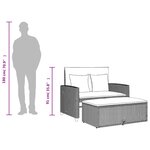 vidaXL Canapé de jardin avec coussins 2 places noir résine tressée