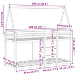 vidaXL Lit superposé avec toit blanc 90x200 cm bois de pin massif