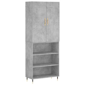 vidaXL Buffet haut Gris béton 69 5x34x180 cm Bois d'ingénierie