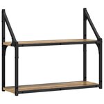 vidaXL Étagère Murale avec étagère chêne artisanal 60 x 21 x 51 cm