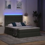 vidaXL Lit de rangement LED avec matelas Gris foncé 140 x 190 cm Tissu