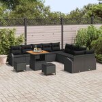 vidaXL Ensemble de canapé de jardin 13 Pièces Noir Poly rotin