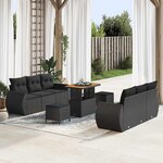 vidaXL Ensemble de canapé de jardin 9 Pièces Noir polyrotin