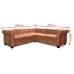 vidaXL Canapé d'angle Chesterfield 5 plcs Cuir artificiel Marron