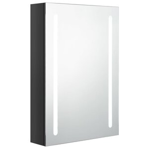 vidaXL Armoire de salle de bain à miroir LED noir brillant 50x13x70 cm