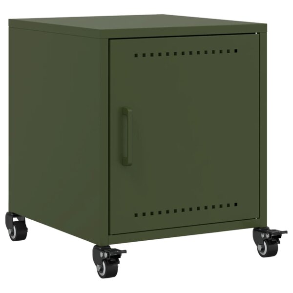 vidaXL Table de chevet vert olive 36x39x43 5 cm acier