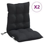 vidaXL Coussins de chaise à dossier bas lot de 2 noir tissu oxford