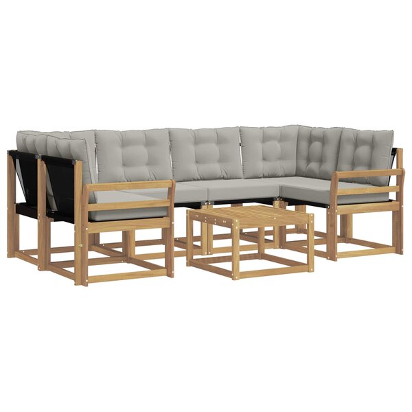 vidaXL Ensemble de canapés d'extérieur 7 pc Blanc et gris clair