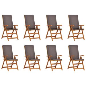 vidaXL Chaise de jardin 8 Pièces Marron et gris 57 x 71 5 x 104 cm